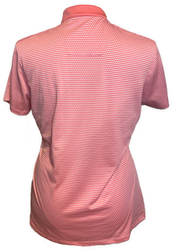 Lopez Women's Coral & White Dot Print Short Sleeve Golf Top Size XL - 0