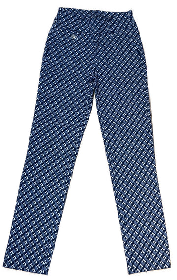 New Daily Sports Navy Geo Print Magic Pant Size 4 MSP$186