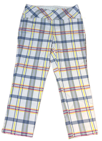 Swing Control Light Navy, Yellow & Pink Plaid Pants Size 16