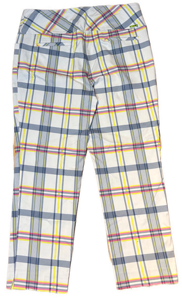 Swing Control Light Navy, Yellow & Pink Plaid Pants Size 16 - 0