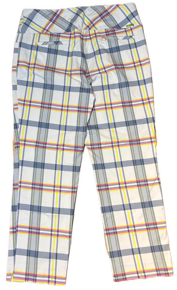 Swing Control Light Navy, Yellow & Pink Plaid Pants Size 16