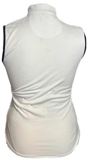 Greg Norman White Sleeveless Funnel Top w/ Navy & Blue Trim Size M - 0