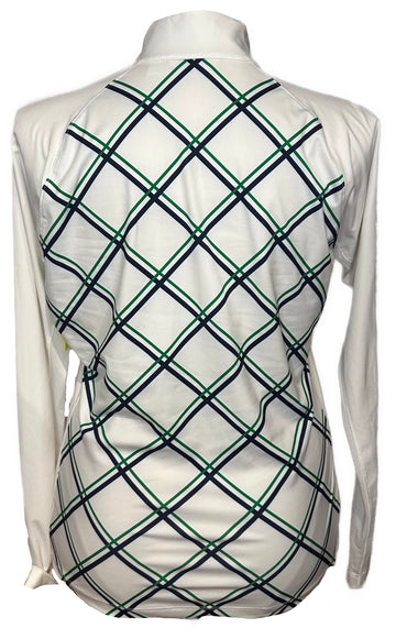 Lady Hagen Women's White, Green & Navy Print Golf Pullover Size L - 0