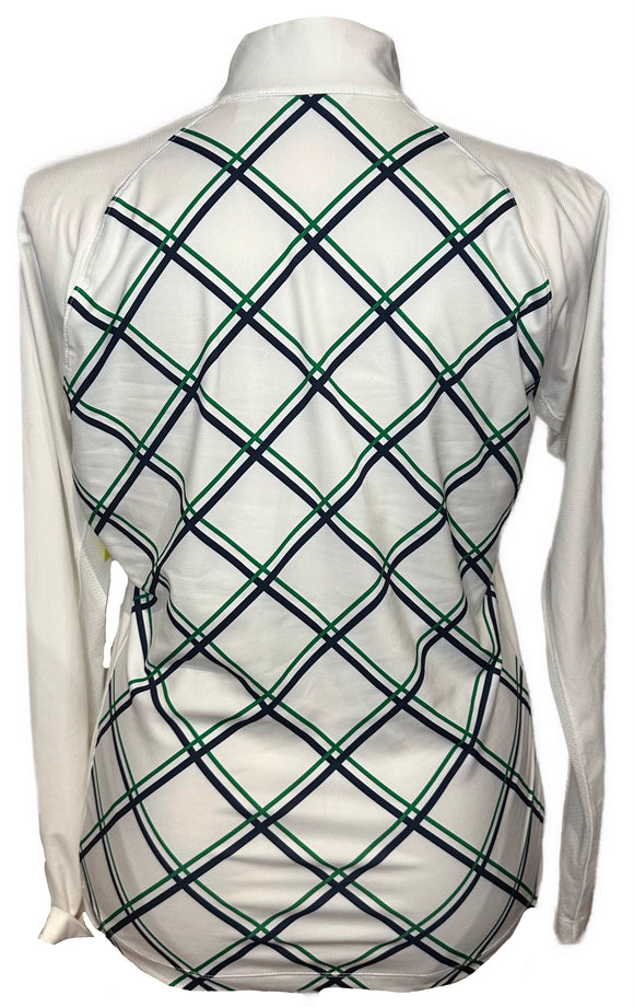 Lady Hagen Women's White, Green & Navy Print Golf Pullover Size L