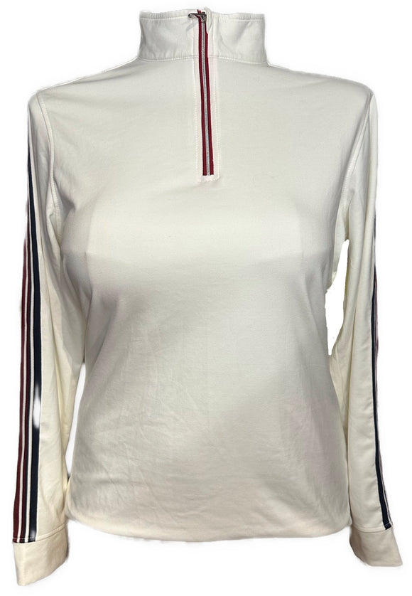 Daily Sport White Pullover w/ Navy & Stripes Size XL