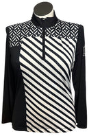 EP Pro Women's Black & White Patterned Golf Pullover w/Logo Size L-1