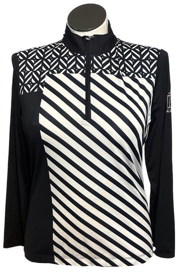 EP Pro Women's Black & White Patterned Golf Pullover w/Logo Size L