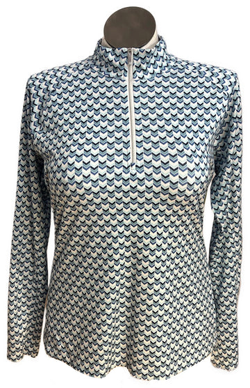 Lady Hagen Shades of Blue Chevron Pullover Size L