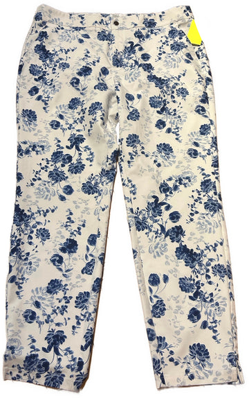 Greg Norman Women's White & Blue Floral Golf Pants Size 16 MSP$80