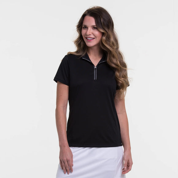 New EP NY Women's Short Sleeve Convertible Zip Mock Golf Polo MSP$68