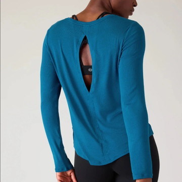 New Athleta W/ Ease Open Back Rib Top Size M MSP $59 - 0
