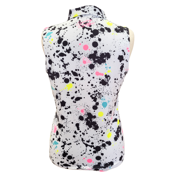 Sunday Swagger Splatter Sleeveless Golf Polo Size M