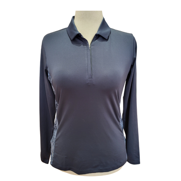 New Dunning Golf Women's Jersey Performance Long Sleeve Zip Polo - Halo Size M