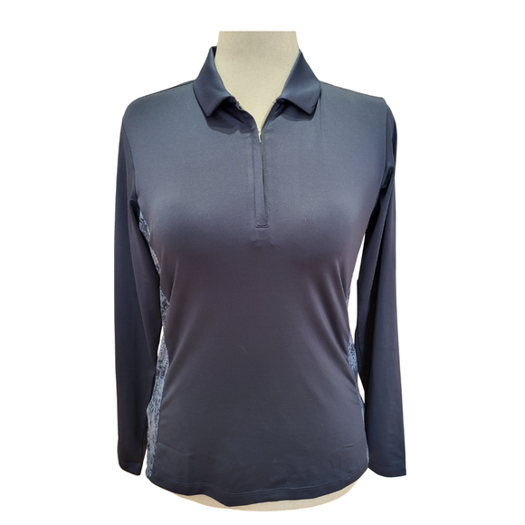 New Dunning Golf Women's Jersey Performance Long Sleeve Zip Polo - Halo Size M