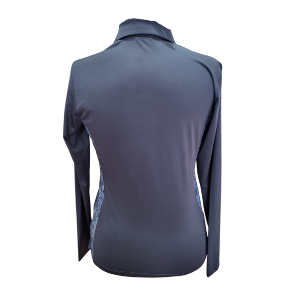 New Dunning Golf Women's Jersey Performance Long Sleeve Zip Polo - Halo Size M