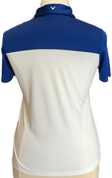 New Callaway Color block Polo In White Blue & Green Size L - 0