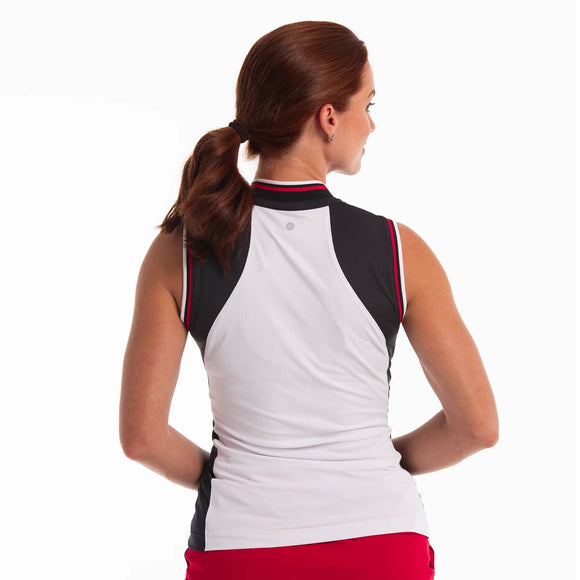 New EP NY Sleeveless Color Block Golf Polo - White/Red/Navy MSP$84
