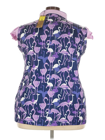 New Lopez Women's Purple Flamingo Cap Sleeve Golf Top Size 3X MSP$89 - 0