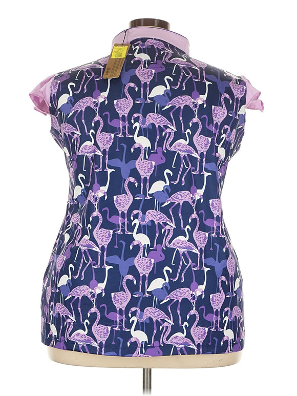 New Lopez Women's Purple Flamingo Cap Sleeve Golf Top Size 3X MSP$89