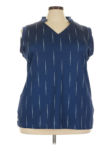 New Lopez Women's Navy Print Sleeveless Golf Polo Size 3X MSP$89