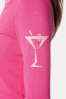 New Golftini Women's Hot Pink Martini Crew Neck Sweater Size S MSP$148-2