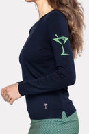 New Golftini Women's Navy Martini Crewneck Sweater Size S MSP$148-1