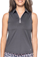 New Golftini Women's Slate/Rose Sleeveless Zip Polo MSP$98-1