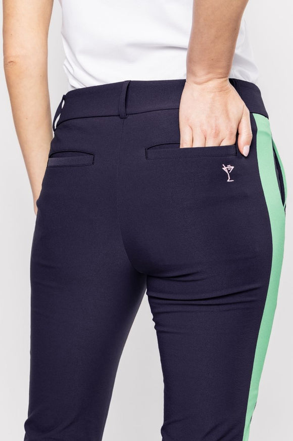 New Golftini Women's Navy/Kelly Green Streytch Ankle Pant Size S MSP$158