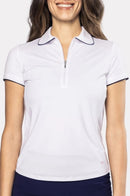 New Golftini Women's White/Navy Capri Short Sleeve Polo Size S MSp$98-1
