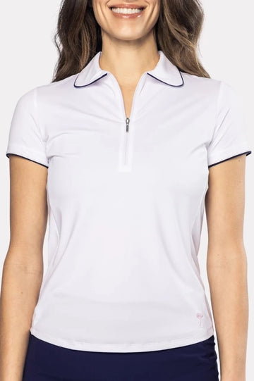 New Golftini Women's White/Navy Capri Short Sleeve Polo Size S MSp$98