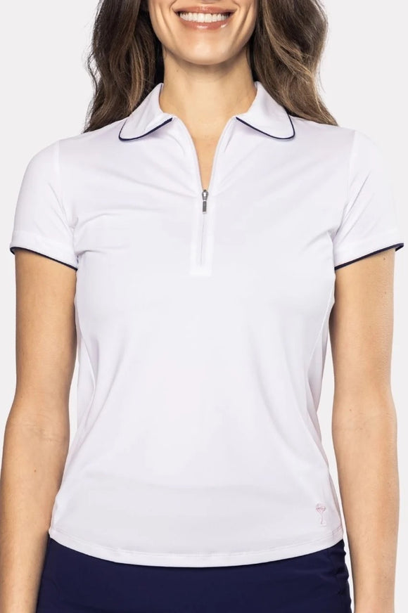 New Golftini Women's White/Navy Capri Short Sleeve Polo Size S MSp$98
