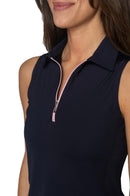 New Golftini Navy/Pink Sleeveless Zip Golf Polo MSP$98-2