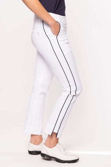 New Golftini Women's White/Navy 2 Stretch Ankle Pant Size M MSP$158