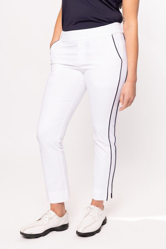 New Golftini Women's White/Navy 2 Stretch Ankle Pant Size M MSP$158