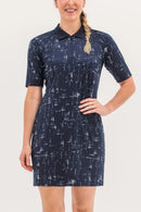 New Foray Golf Navy Cross Hatch Print Golf Dress MSP$160-1