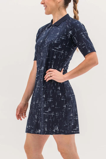 New Foray Golf Navy Cross Hatch Print Golf Dress MSP$160 - 0