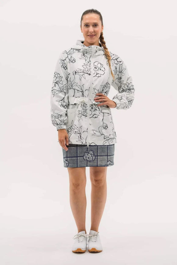 New Foray Golf Women's Windbreaker Shell Jacket - White Floral MSP$180