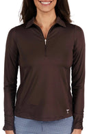 New Golftini Cocoa Long Sleeve Zip Tech Polo w/ Logo MSP$110-1