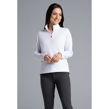 New Ibkul Solid Popcorn Stitch 1/4 Zip Pullover MSP $108