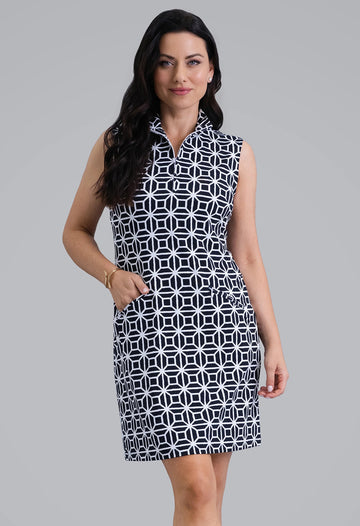 New Ibkul Carolyn Sleeveless Mock Neck Dress - Black Size S MSP $132