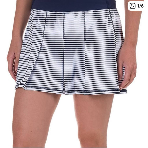 Kyodan White & Navy Striped Pleated Tennis Skort Size XS