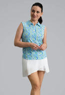 New Ibkul Alexis Sleeveless Polo - Lime Multi Size S MSP $96-1