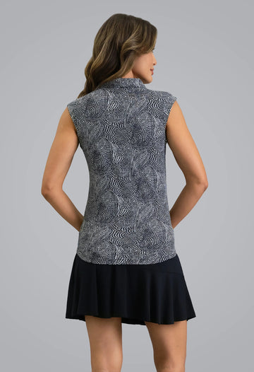 New Ibkul Stephanie Sleeveless Polo - Black Size S MSP $96 - 0