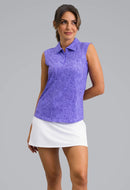 New Ibkul Annie Sleeveless Polo - Plum/Lavender Size S MSP $96-1
