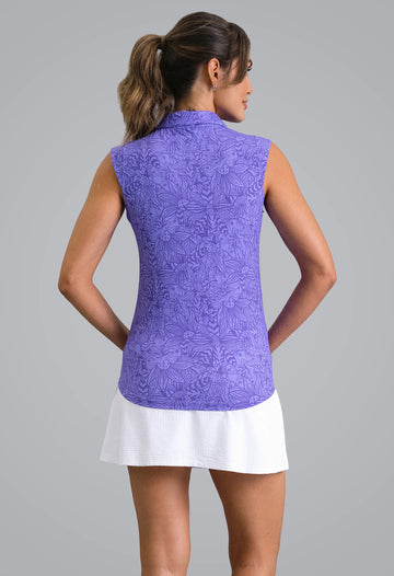 New Ibkul Annie Sleeveless Polo - Plum/Lavender Size S MSP $96 - 0