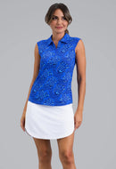 New Ibkul Yun Sleeveless Polo - Blue Size S MSP $96-1