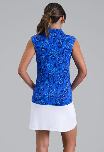 New Ibkul Yun Sleeveless Polo - Blue Size S MSP $96 - 0