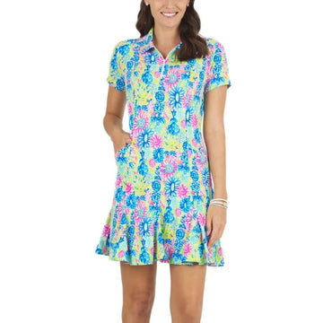 Ibkul Lilli Print Short Sleeve Godet Golf Dress Size XS MSP$130