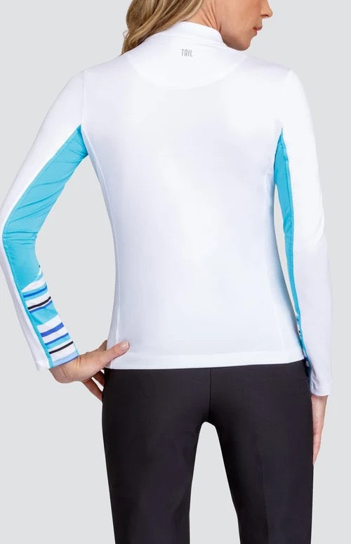 Tail Activewear Long Sleeve Melinda Top -White/Oceana Coast Size XS