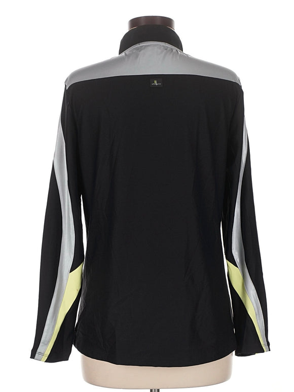 Jamie Sadock Actif Black & Silver Retro Full-Zip Jacket Size M